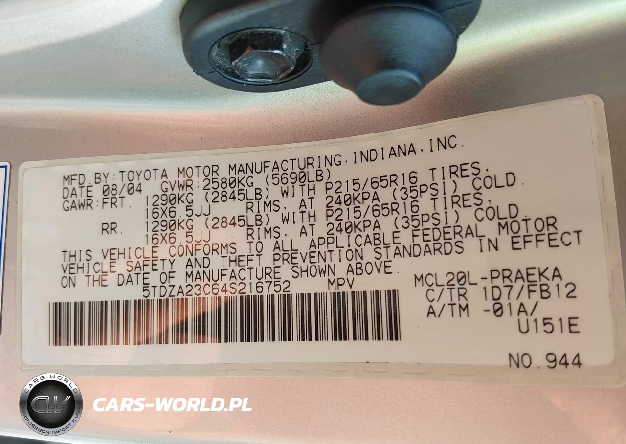 2004 Toyota Sienna Le VIN:5TDZA23C64S216752 - 9