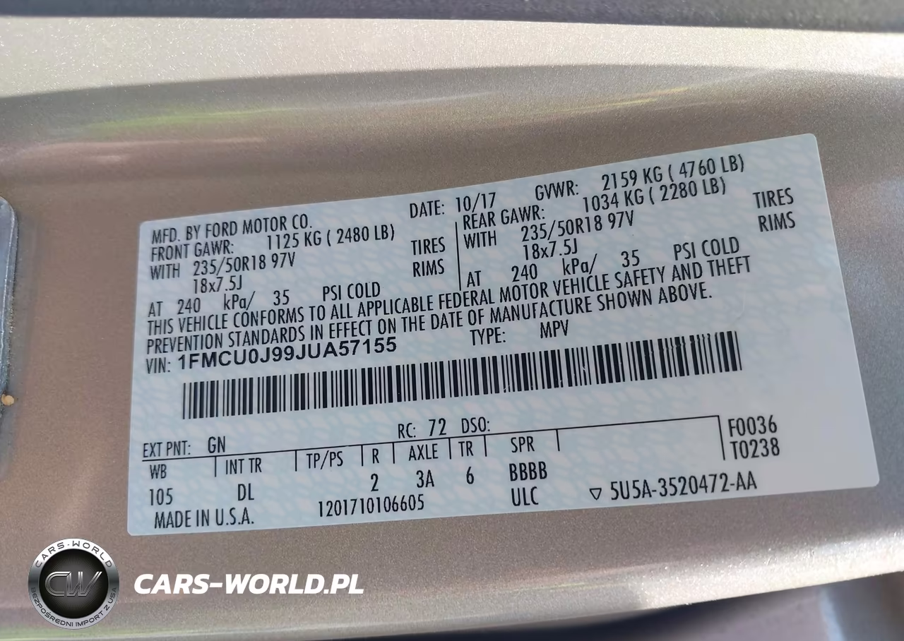 2018 Ford Escape Titanium VIN:1FMCU0J99JUA57155 - 9