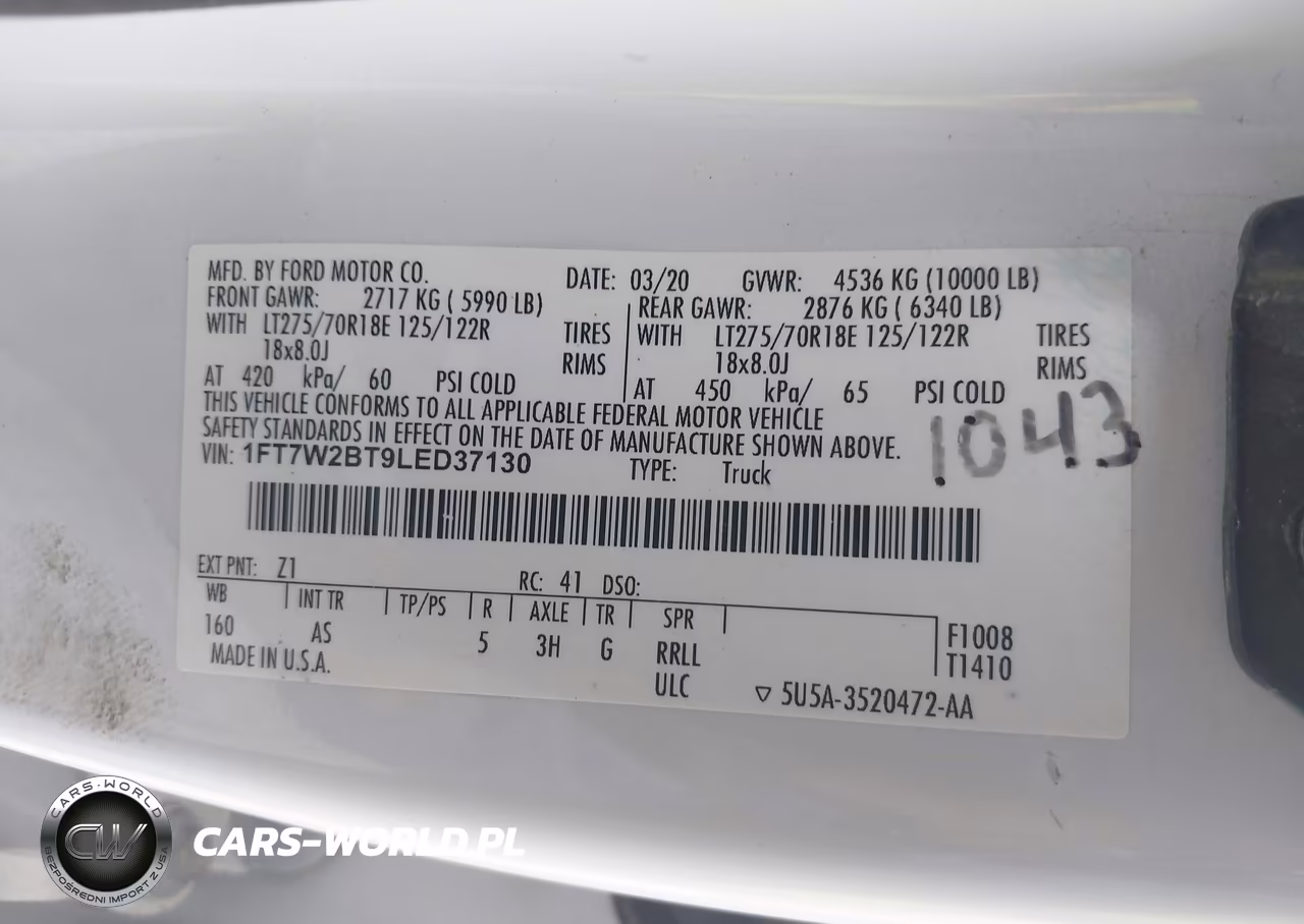 2020 Ford F-250 Xl VIN:1FT7W2BT9LED37130 - 9