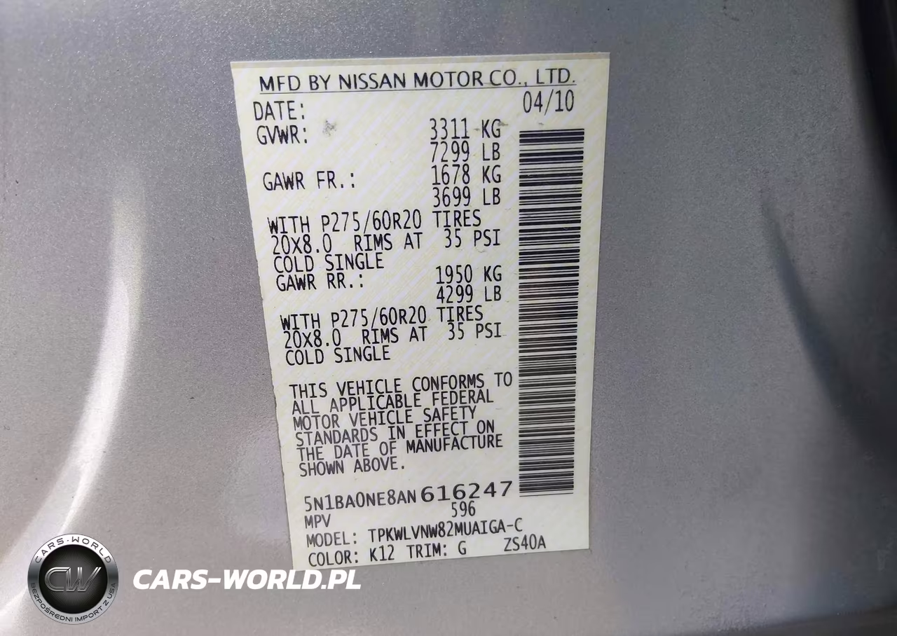 2010 Nissan Armada Platinum VIN:5N1BA0NE8AN616247 - 9