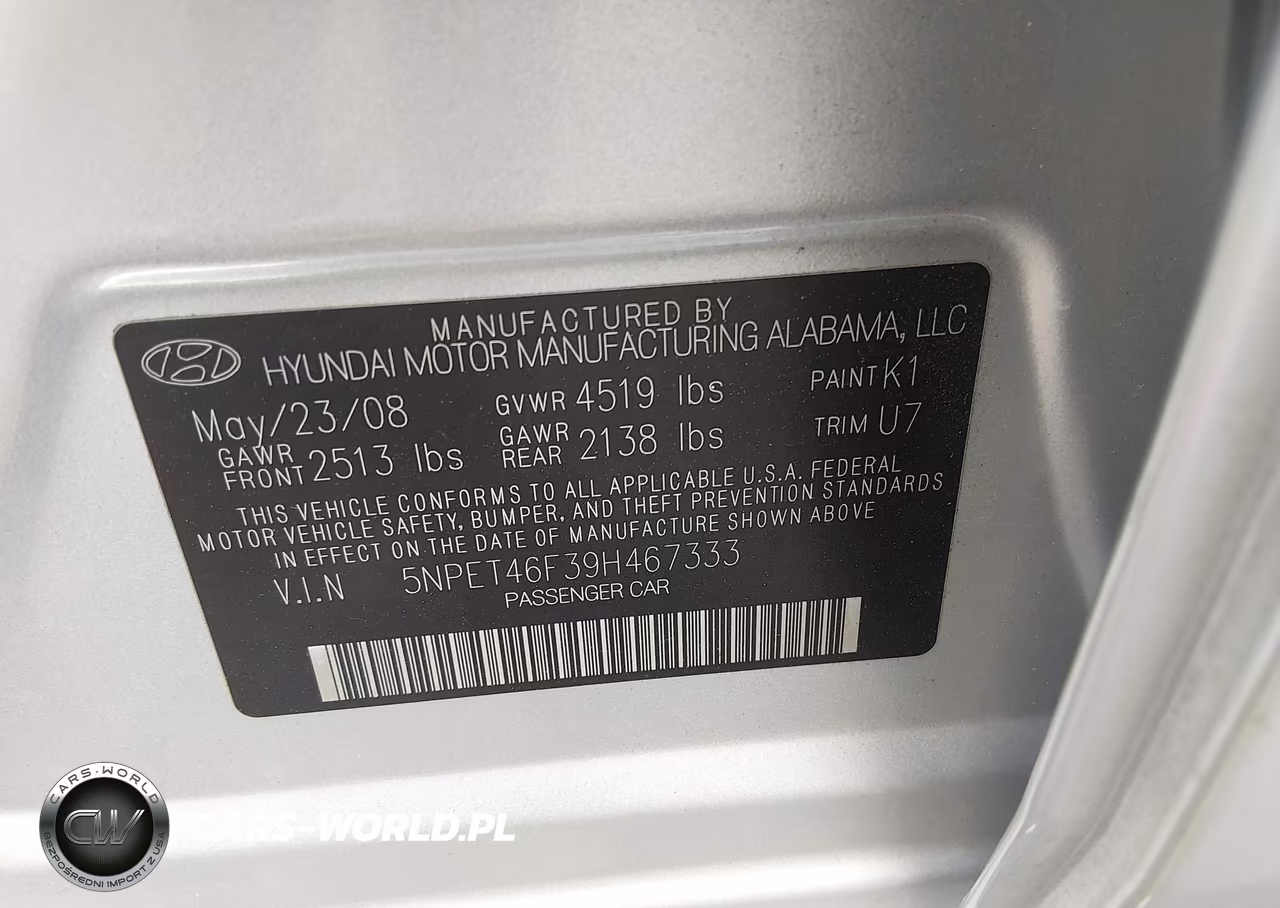 2009 Hyundai Sonata Gls V6 VIN:5NPET46F39H467333 - 9