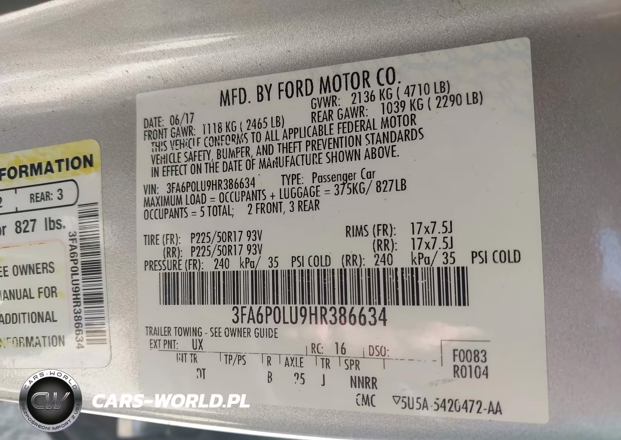 2017 Ford Fusion Hybrid Se VIN:3FA6P0LU9HR386634 - 9