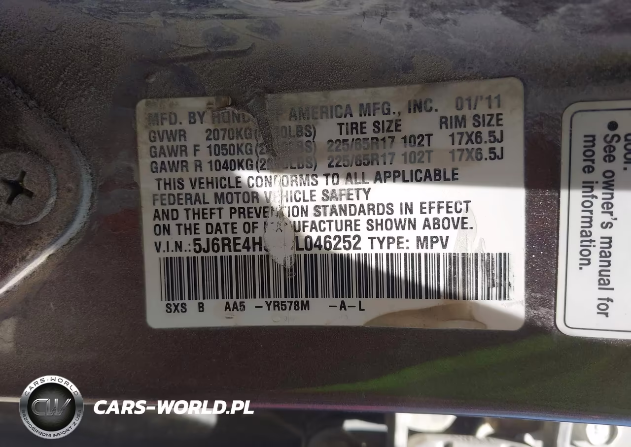 2011 Honda Cr-V Lx VIN:5J6RE4H3XBL046252 - 9