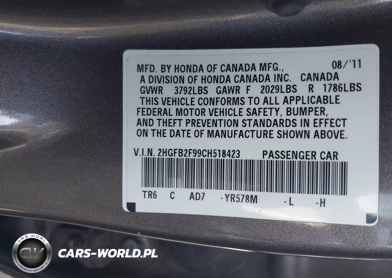 2012 Honda Civic Ex-L VIN:2HGFB2F99CH518423 - 9