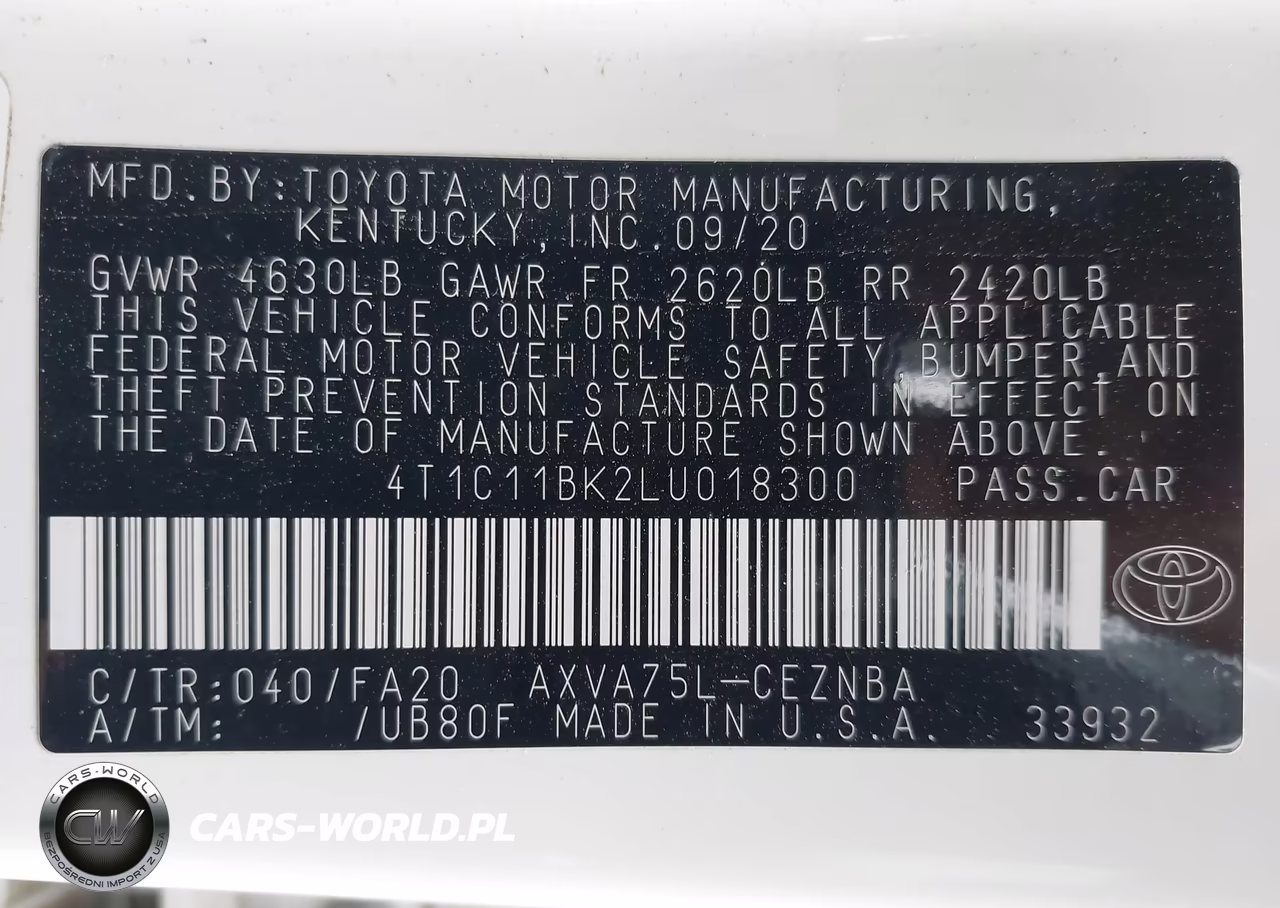 2020 Toyota Camry Le Awd VIN:4T1C11BK2LU018300 - 9