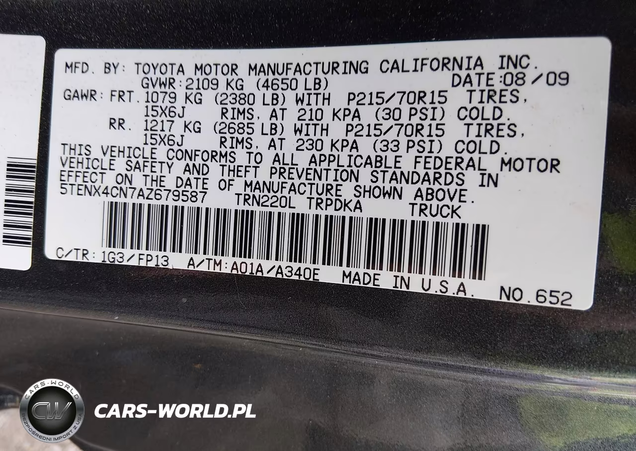 2010 Toyota Tacoma VIN:5TENX4CN7AZ679587 - 9