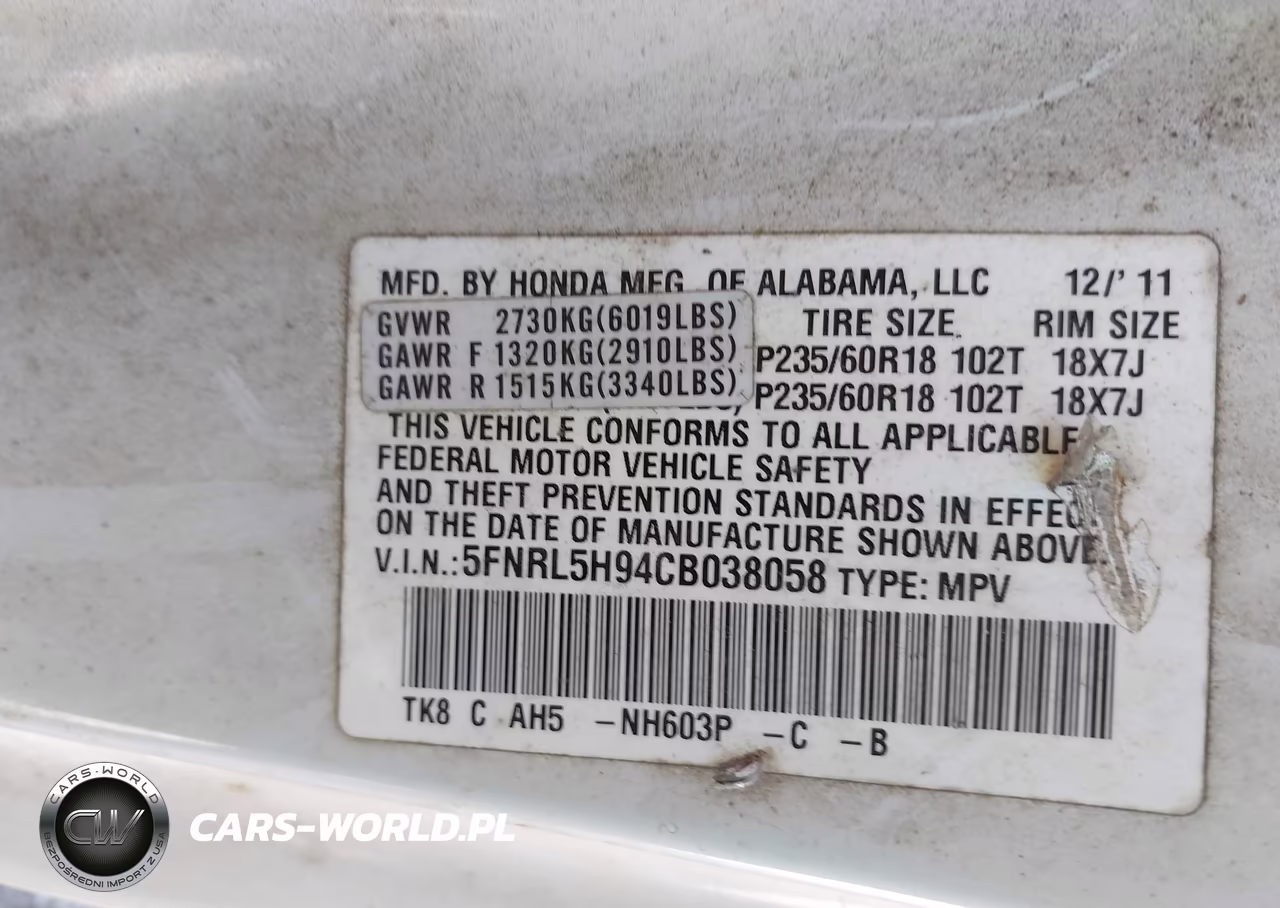 2012 Honda Odyssey Touring-Touring Elite VIN:5FNRL5H94CB038058 - 9