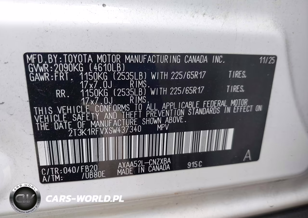 2025 Toyota Rav4 Le VIN:2T3K1RFVXSW437340 - 9