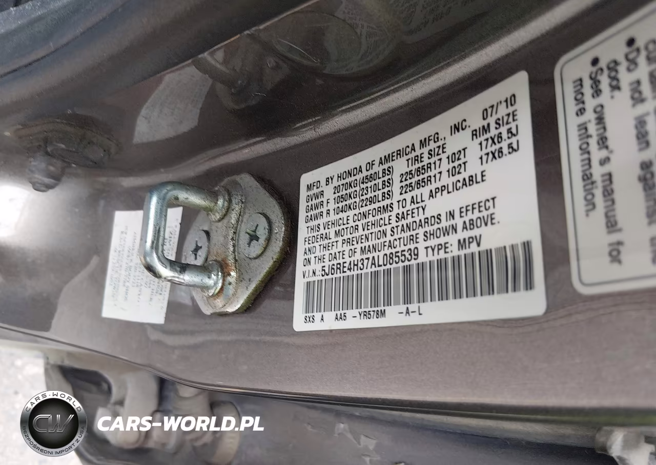2010 Honda Cr-V Lx VIN:5J6RE4H37AL085539 - 9