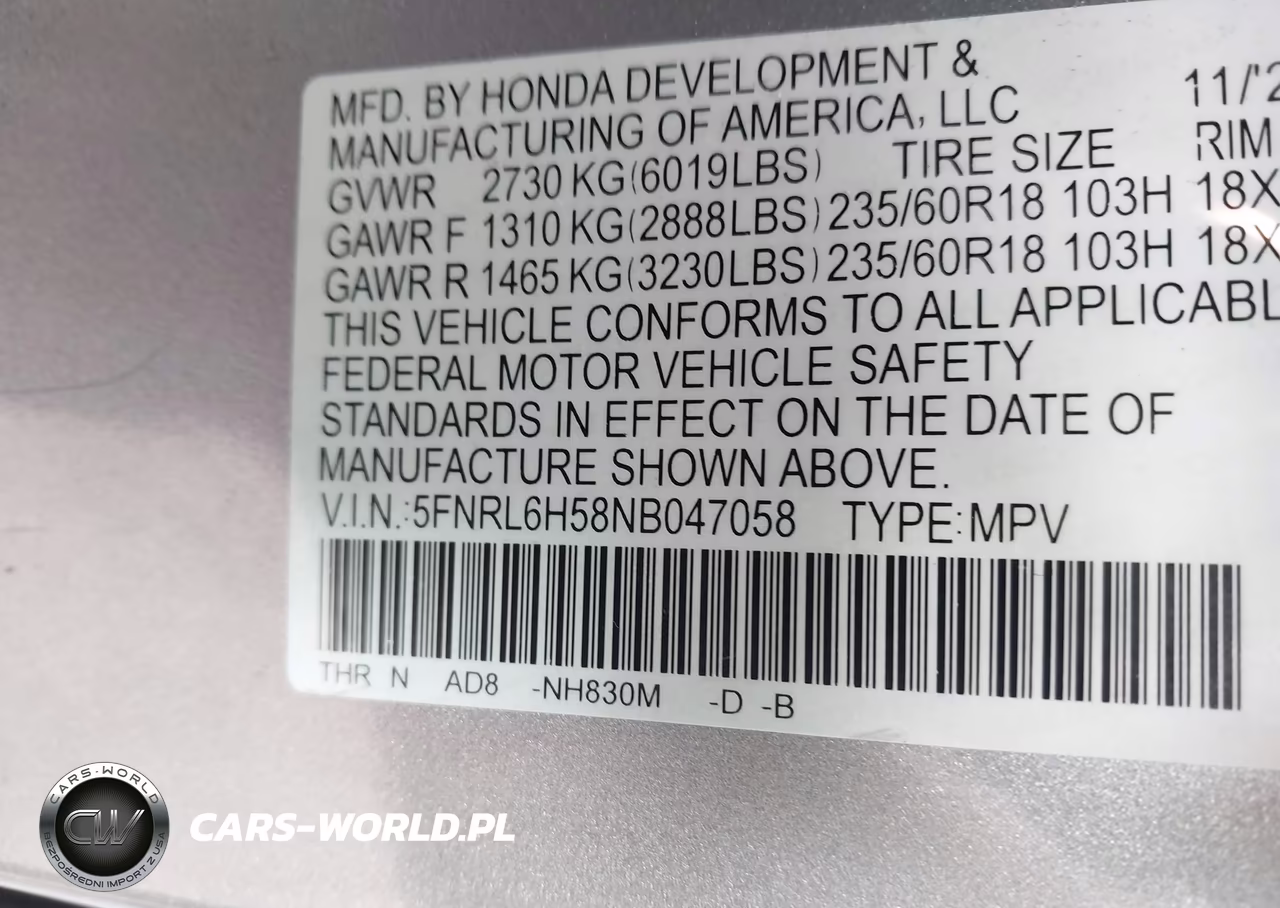 2022 Honda Odyssey Ex VIN:5FNRL6H58NB047058 - 9