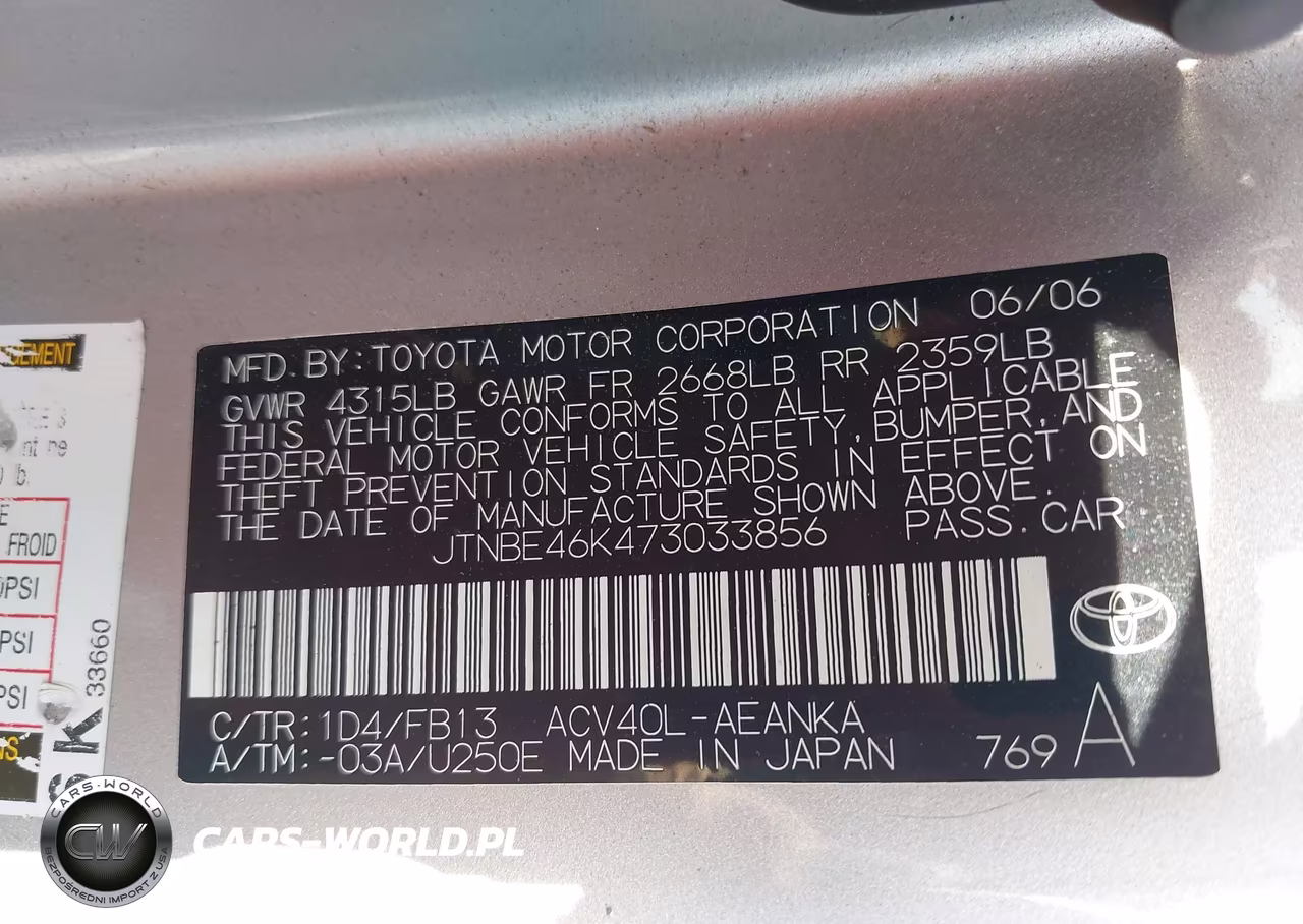 2007 Toyota Camry Le VIN:JTNBE46K473033856 - 9