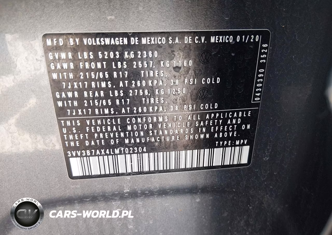2020 Volkswagen Tiguan 2.0T Se-2.0T Se R-Line Black-2.0T Sel VIN:3VV3B7AX4LM102304 - 9