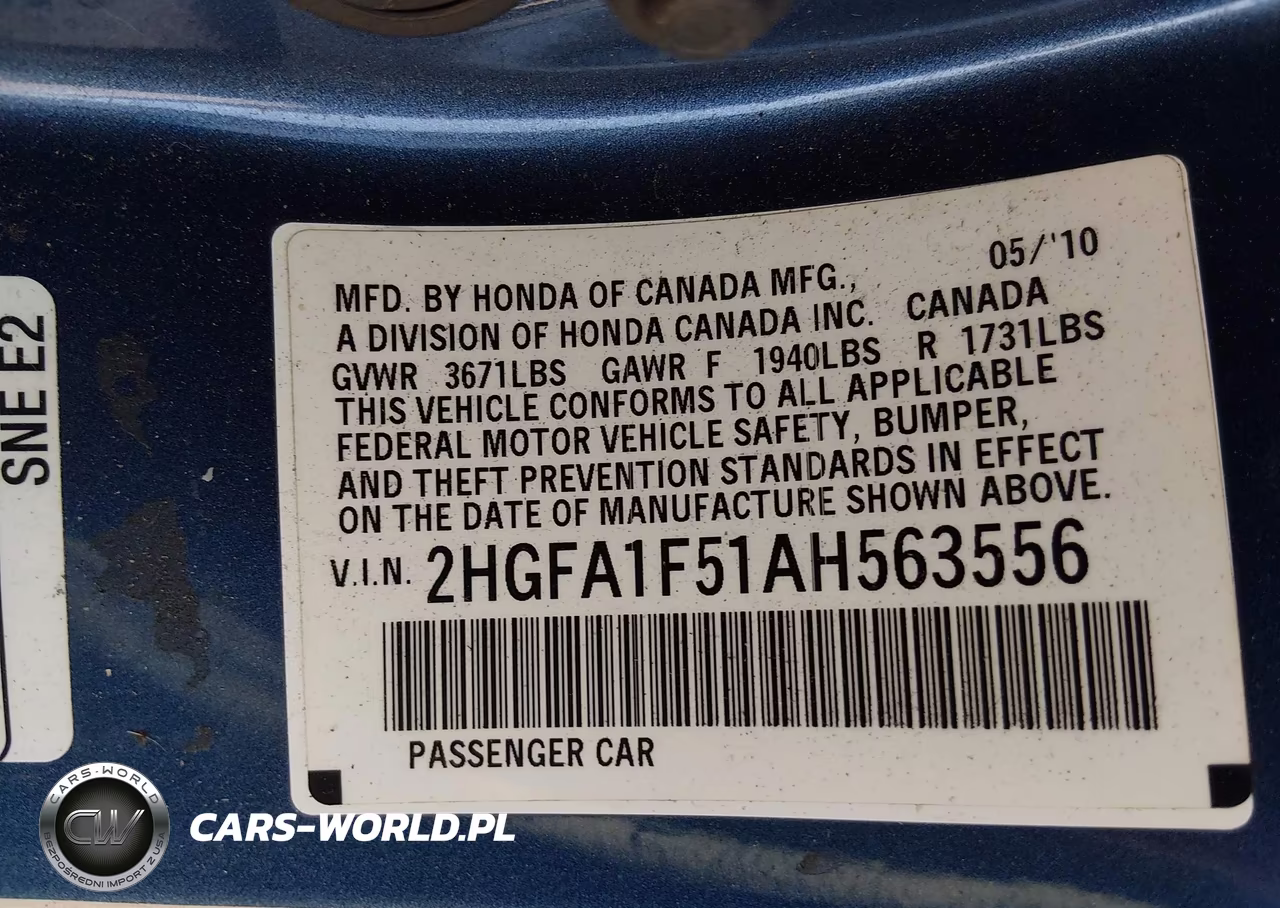 2010 Honda Civic Lx VIN:2HGFA1F51AH563556 - 9