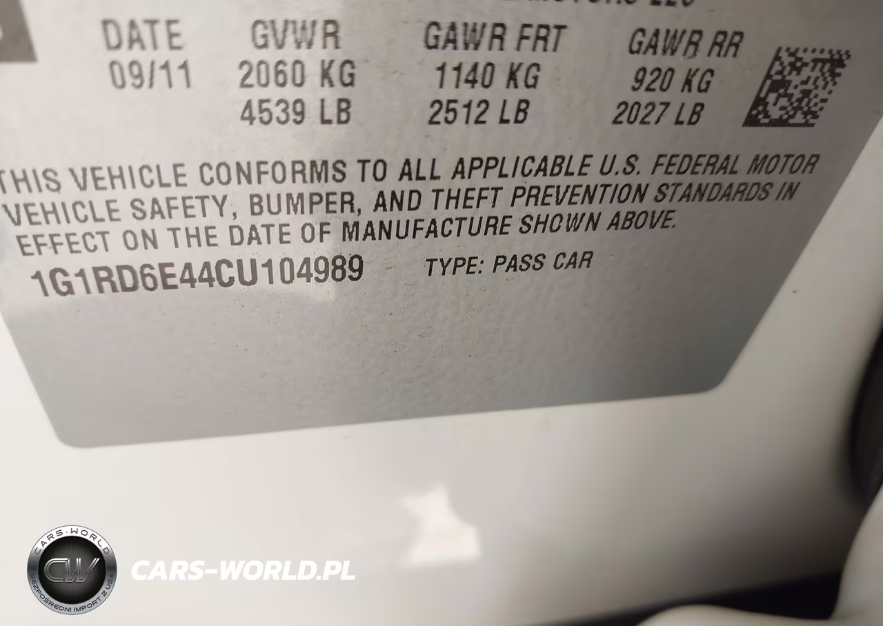 2012 Chevrolet Volt VIN:1G1RD6E44CU104989 - 9