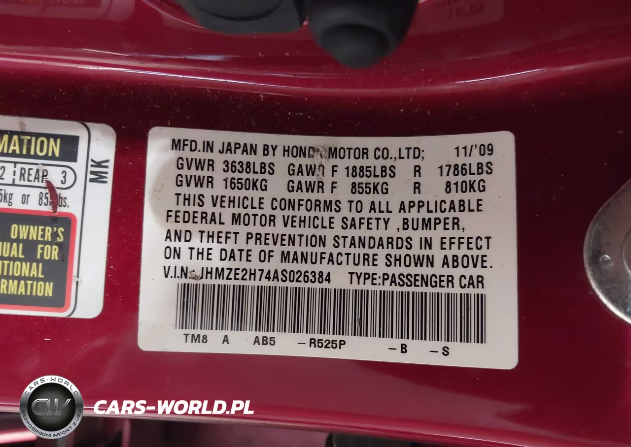 2010 Honda Insight Ex VIN:JHMZE2H74AS026384 - 9