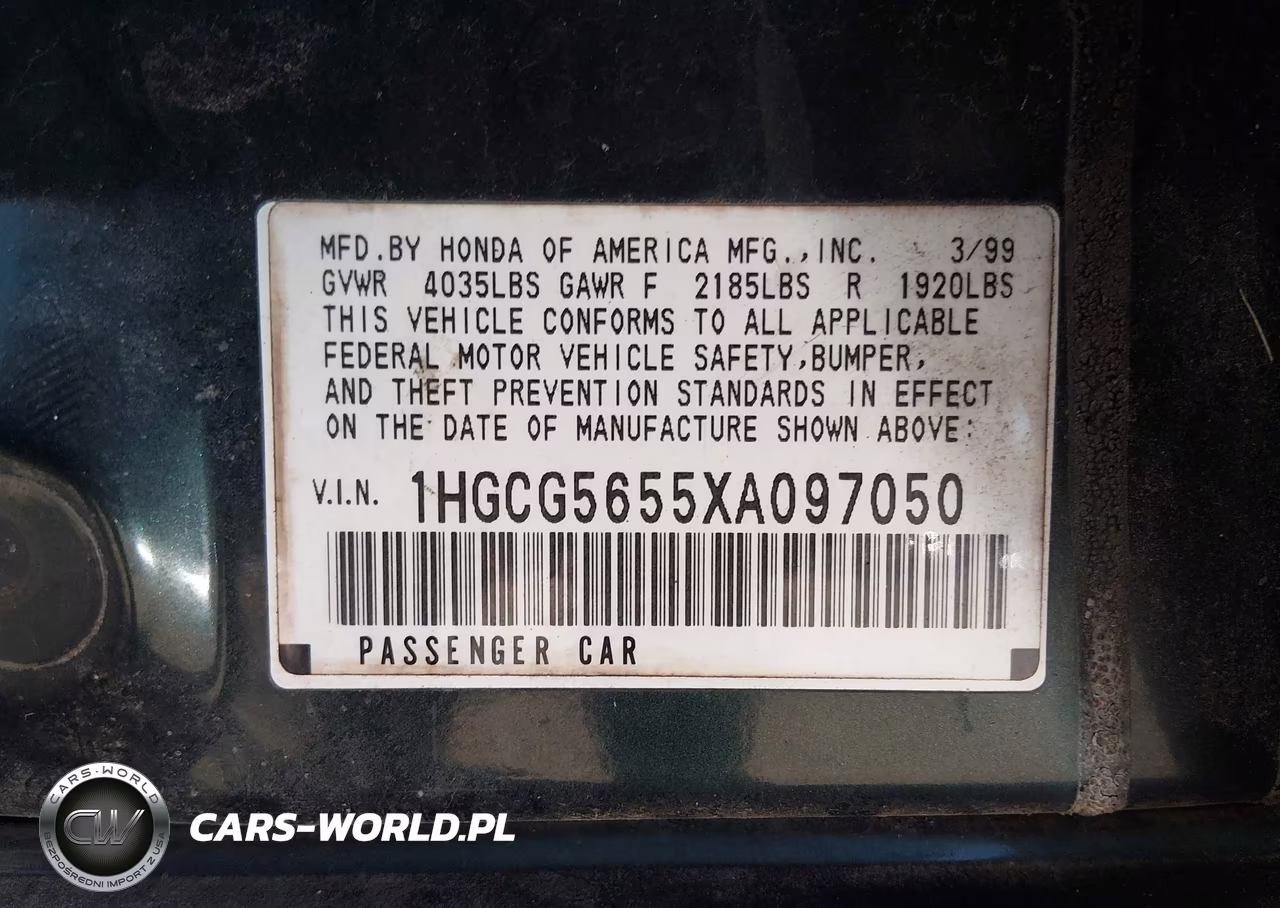 1999 Honda Accord Ex VIN:1HGCG5655XA097050 - 9