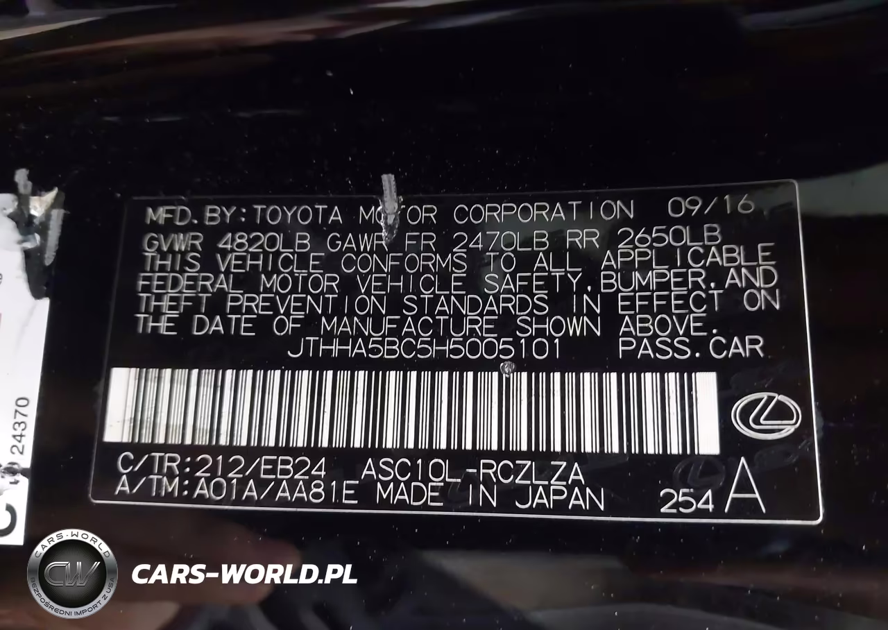 2017 Lexus Rc 200T VIN:JTHHA5BC5H5005101 - 9