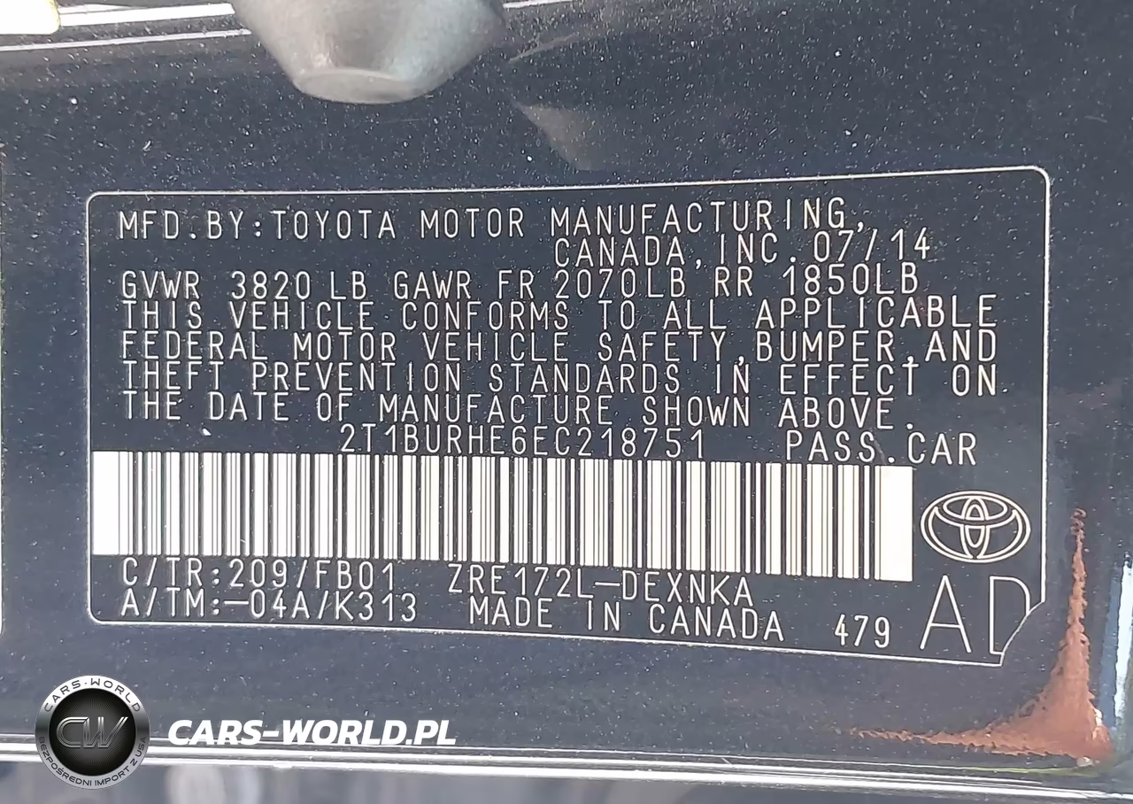 2014 Toyota Corolla Le VIN:2T1BURHE6EC218751 - 9