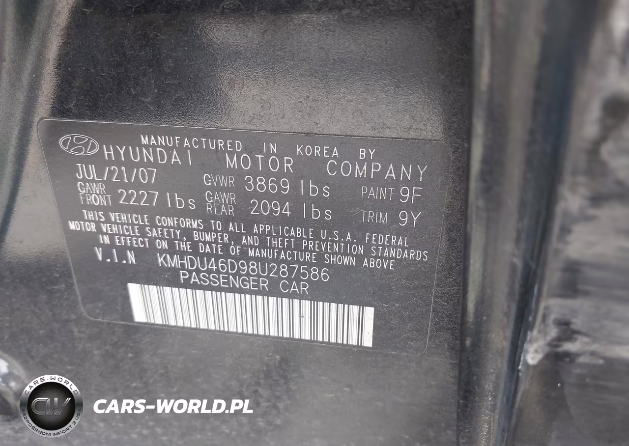 2008 Hyundai Elantra Gls-Se VIN:KMHDU46D98U287586 - 9