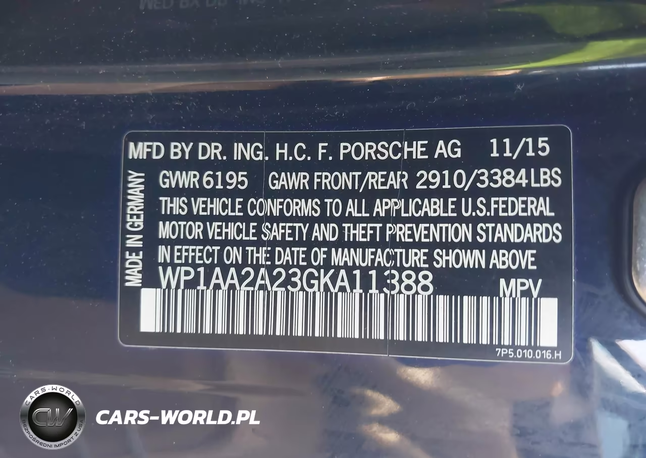 PORSCHE CAYENNE VIN:WP1AA2A23GKA11388 - 9