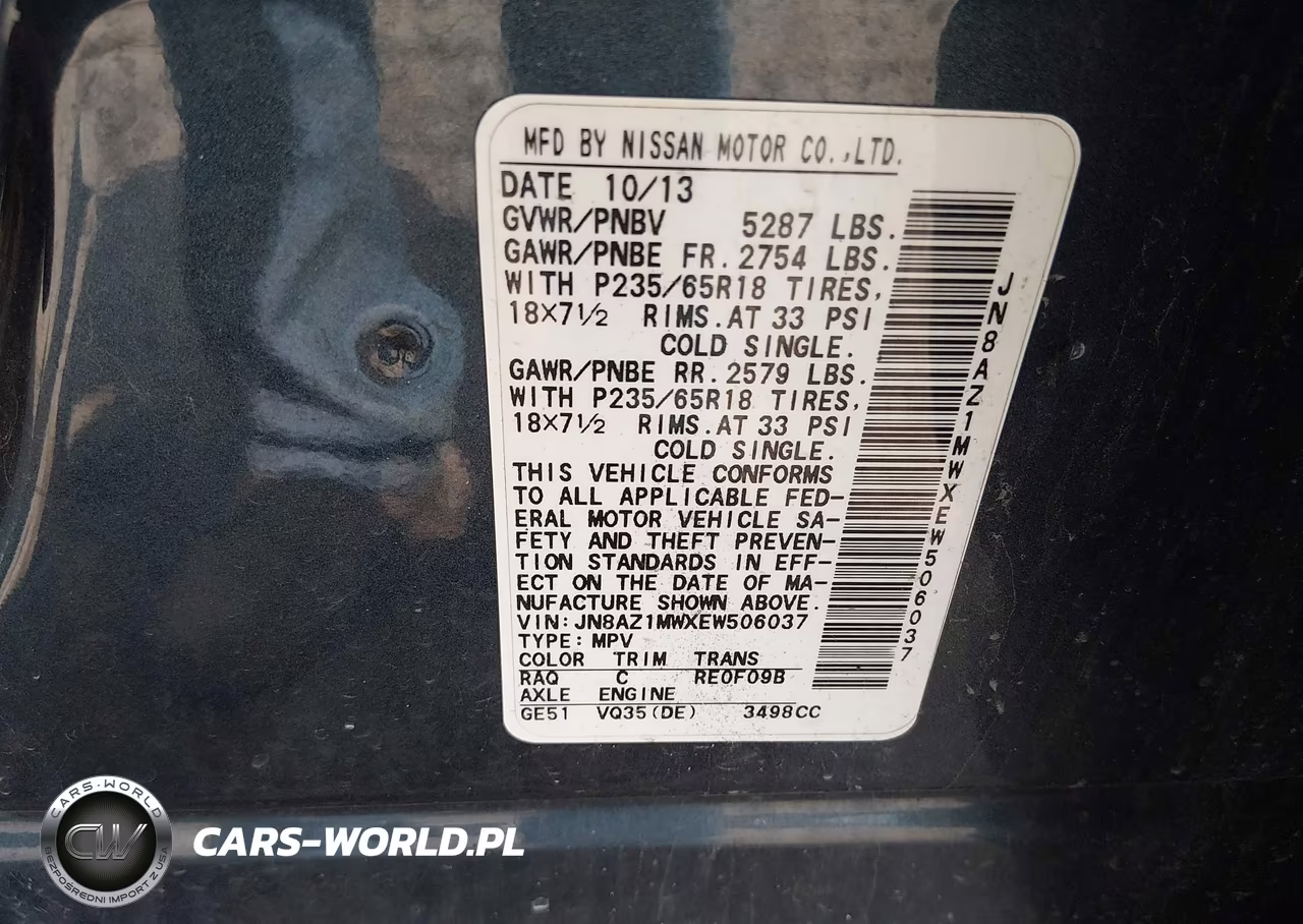 2014 Nissan Murano S VIN:JN8AZ1MWXEW506037 - 9