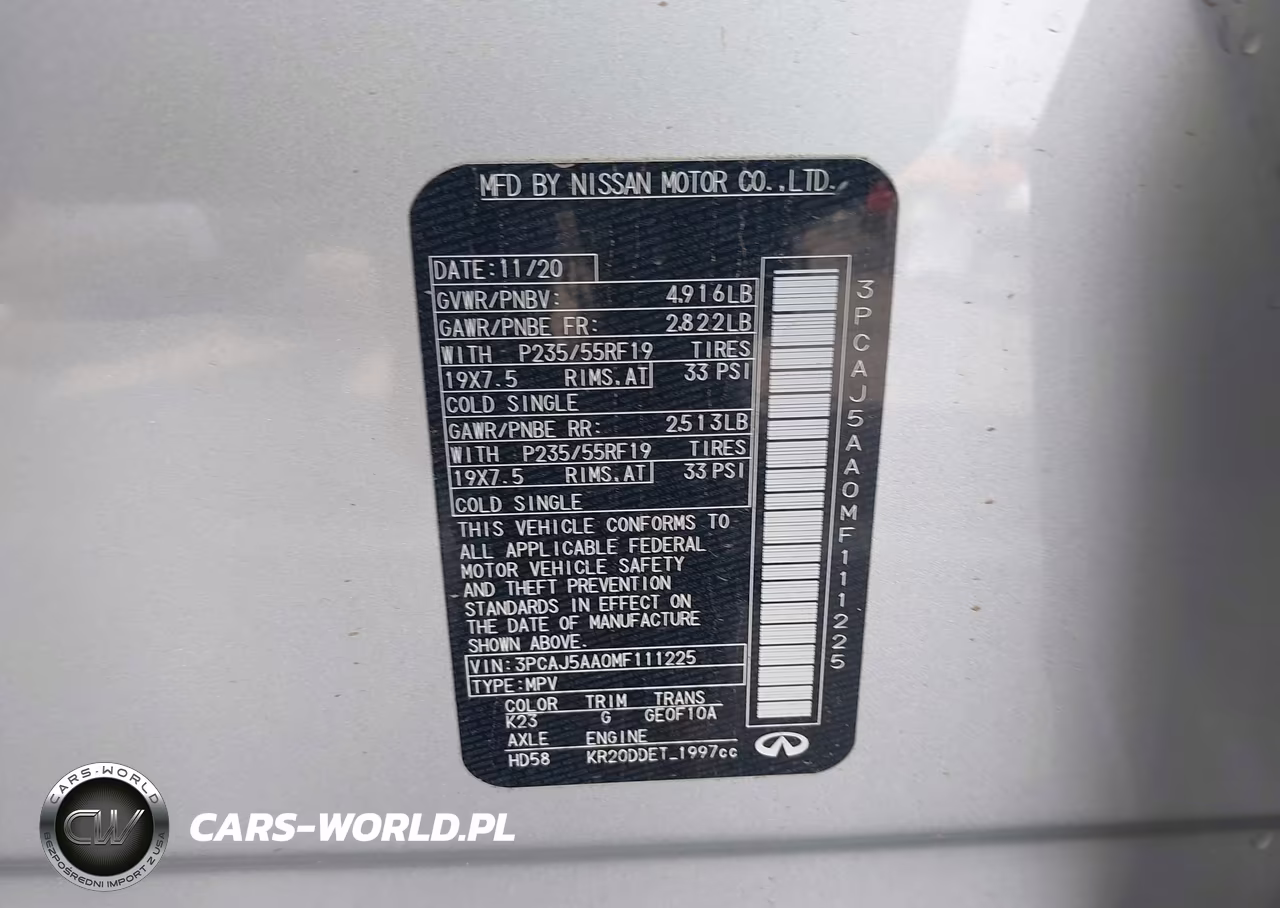 2021 Infiniti Qx50 Pure VIN:3PCAJ5AA0MF111225 - 9