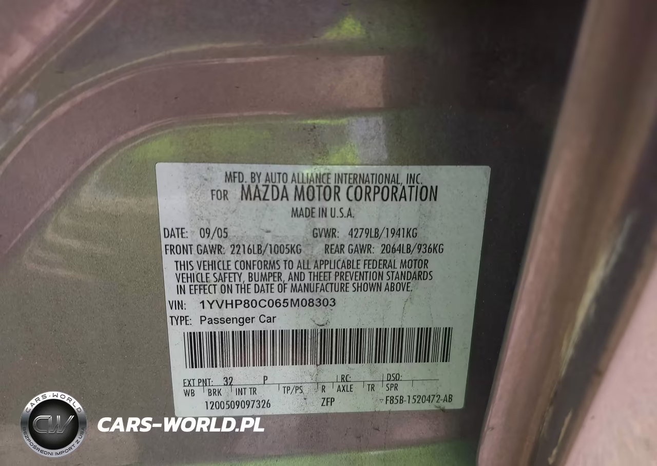 2006 Mazda Mazda6 Sport I VIN:1YVHP80C065M08303 - 9