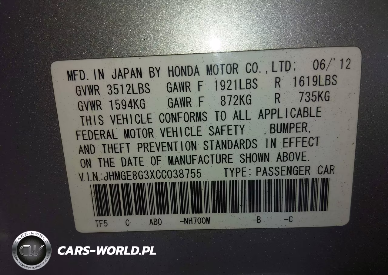 2012 Honda Fit VIN:JHMGE8G3XCC038755 - 9