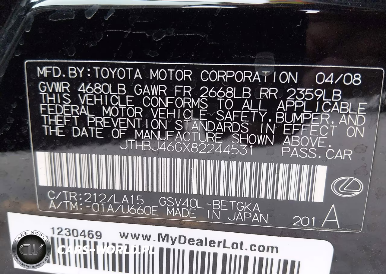 2008 Lexus Es 350 VIN:JTHBJ46GX82244531 - 9