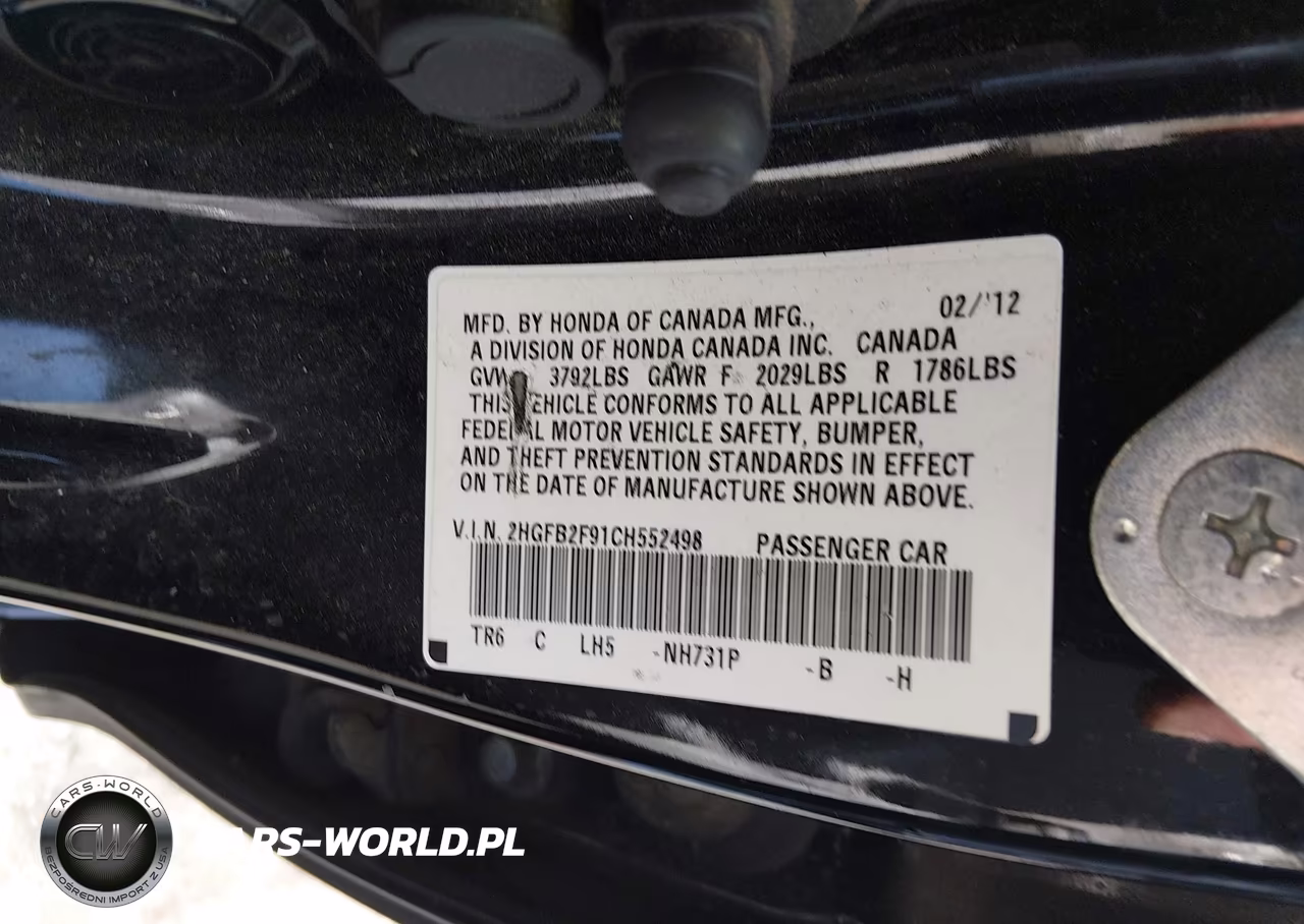 2012 Honda Civic Ex-L VIN:2HGFB2F91CH552498 - 9