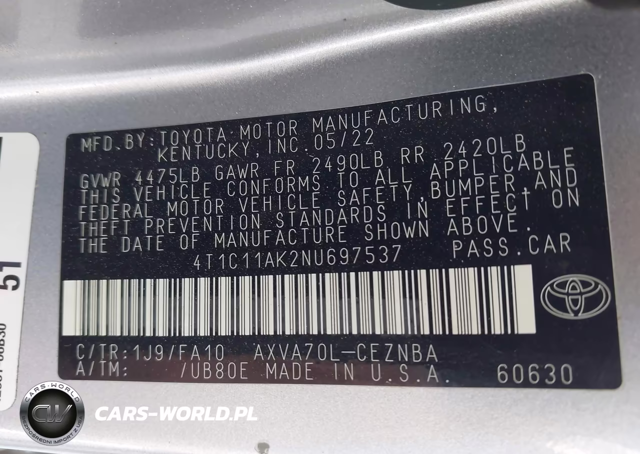 2022 Toyota Camry Le VIN:4T1C11AK2NU697537 - 9