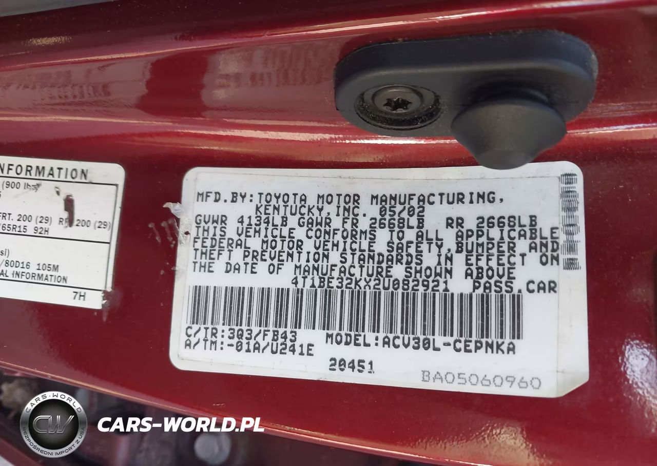 2002 Toyota Camry Le VIN:4T1BE32KX2U082921 - 9