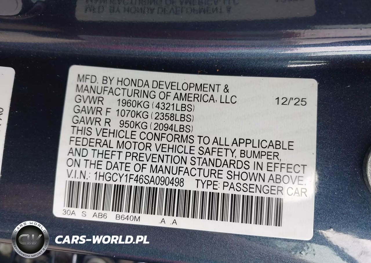 2025 Honda Accord Se VIN:1HGCY1F46SA090498 - 9