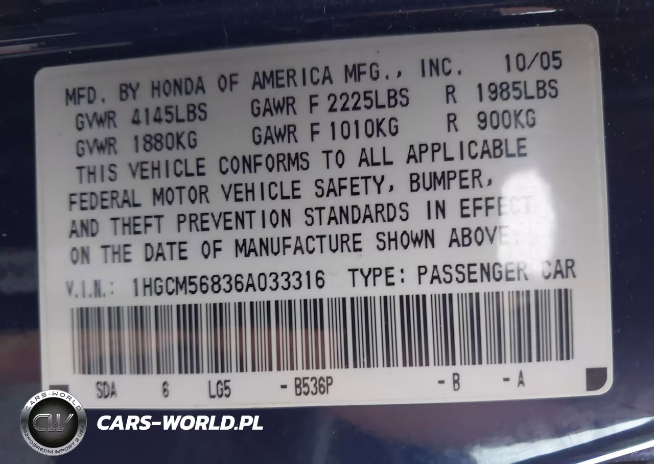 2006 Honda Accord Ex VIN:1HGCM56836A033316 - 9