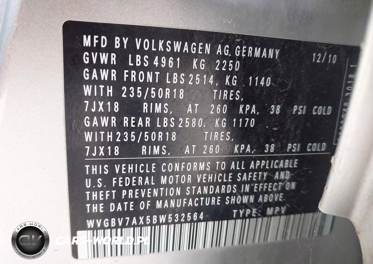2011 Volkswagen Tiguan Se VIN:WVGBV7AX5BW532564 - 9