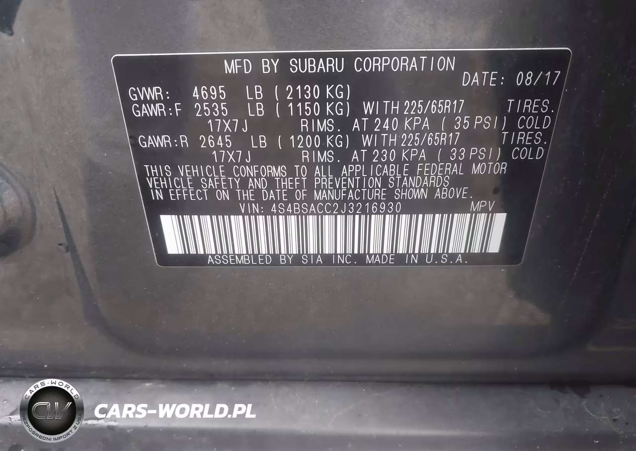 2018 Subaru Outback 2.5I Premium VIN:4S4BSACC2J3216930 - 9