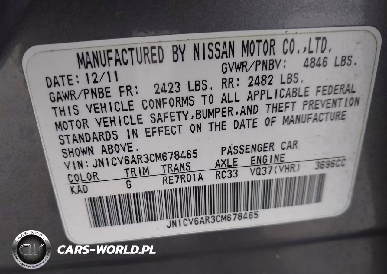 2012 Infiniti G37X VIN:JN1CV6AR3CM678465 - 9