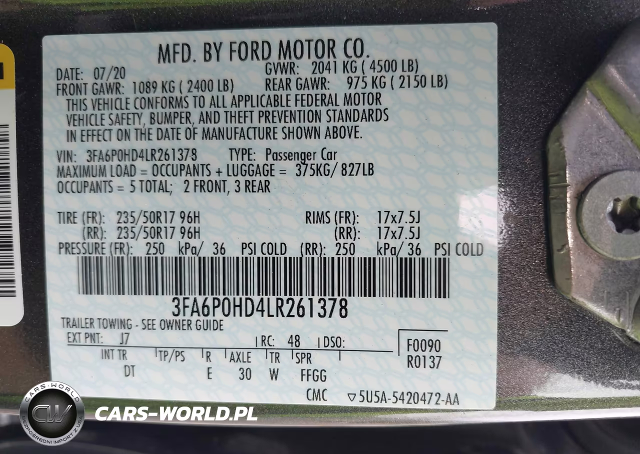 2020 Ford Fusion Se VIN:3FA6P0HD4LR261378 - 9