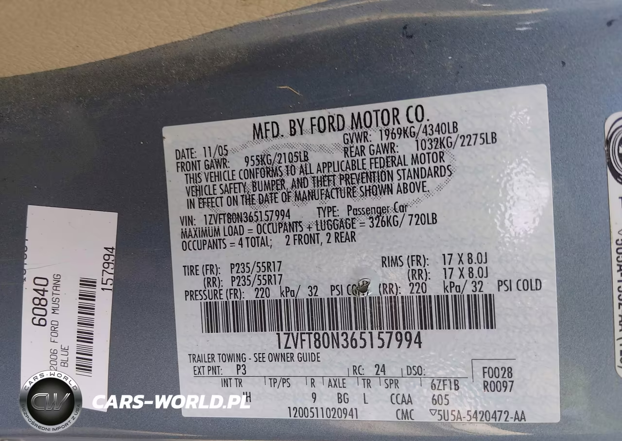 2006 Ford Mustang V6 VIN:1ZVFT80N365157994 - 9