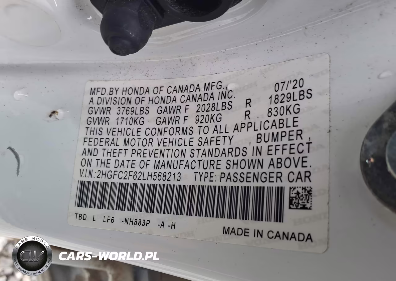 2020 Honda Civic Lx VIN:2HGFC2F62LH568213 - 9