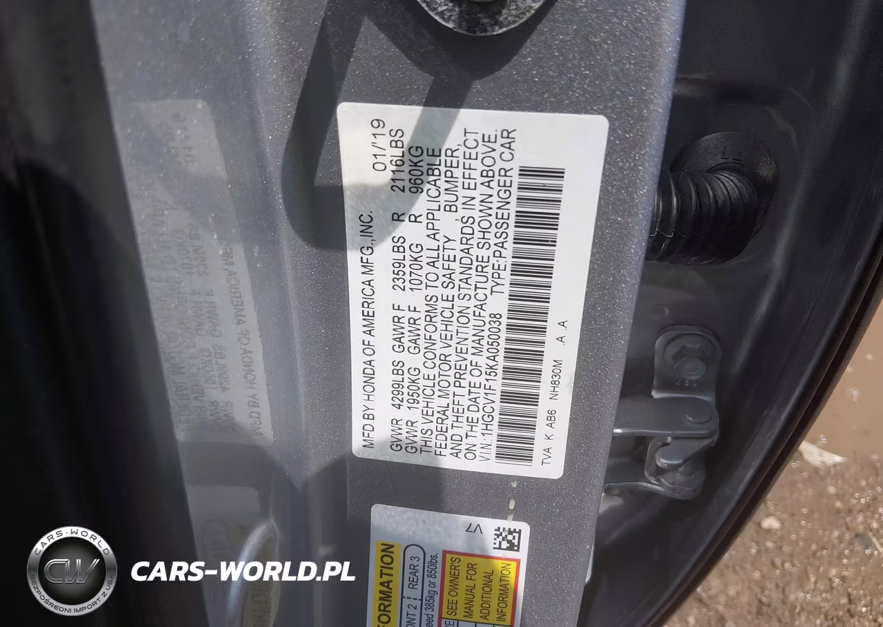 2019 Honda Accord Lx VIN:1HGCV1F15KA050038 - 9