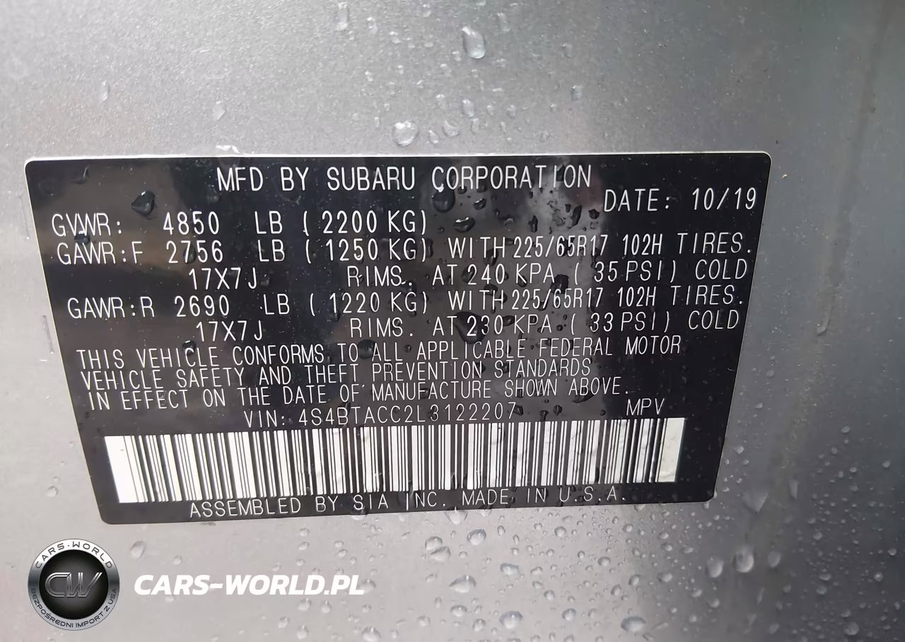 2020 Subaru Outback Premium VIN:4S4BTACC2L3122207 - 9