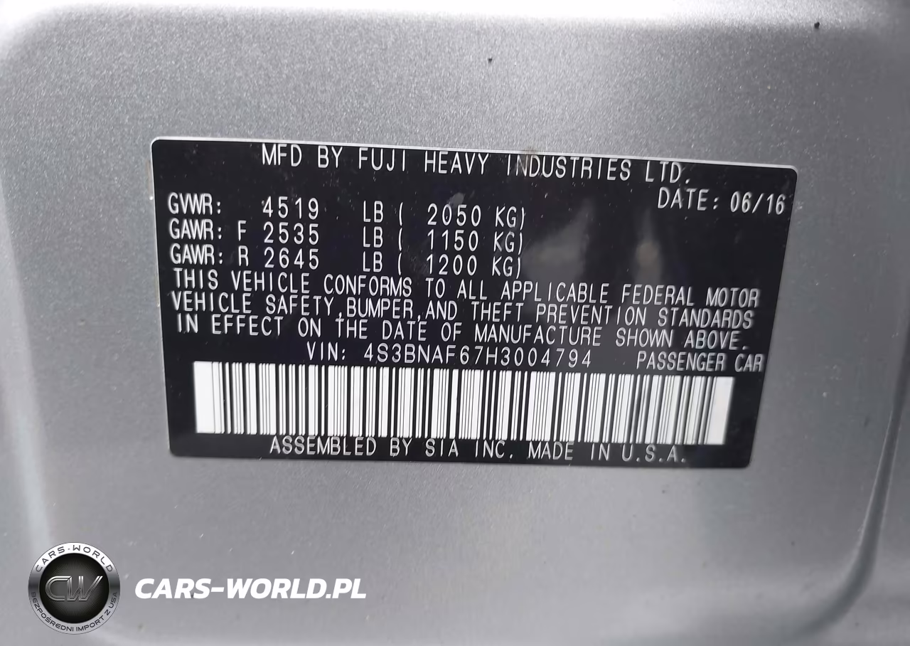 2017 Subaru Legacy 2.5I Premium VIN:4S3BNAF67H3004794 - 9