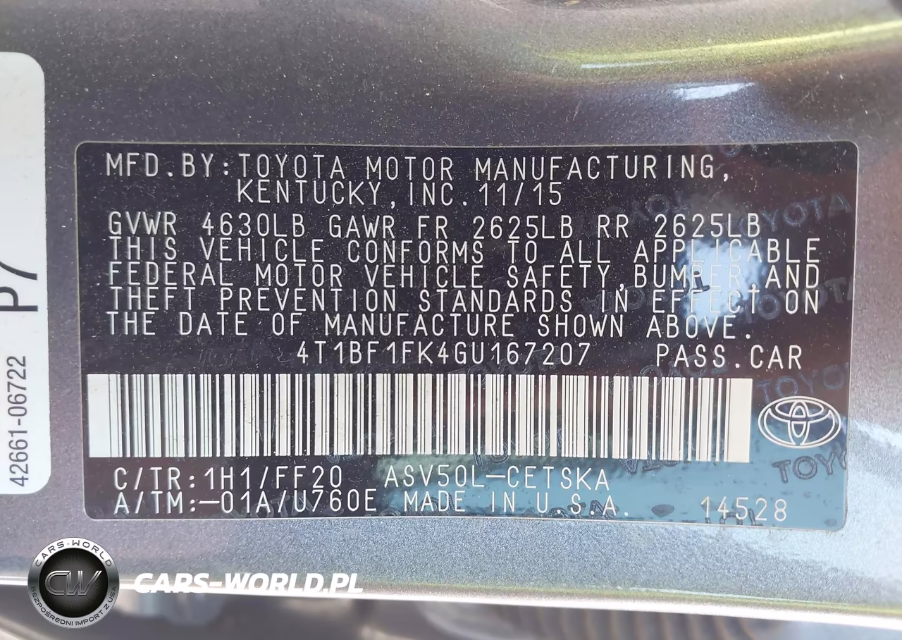 2016 Toyota Camry Se VIN:4T1BF1FK4GU167207 - 9
