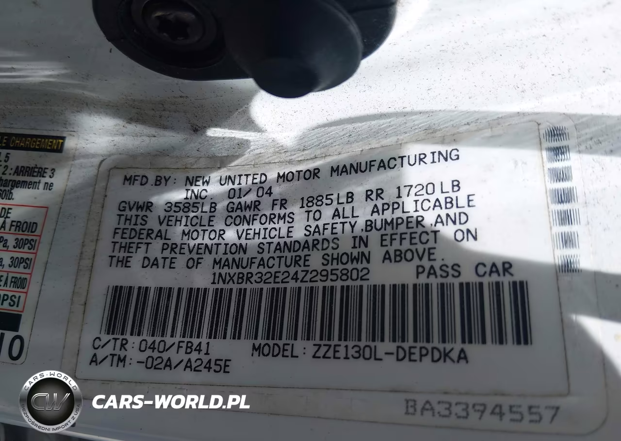 2004 Toyota Corolla Ce VIN:1NXBR32E24Z295802 - 9