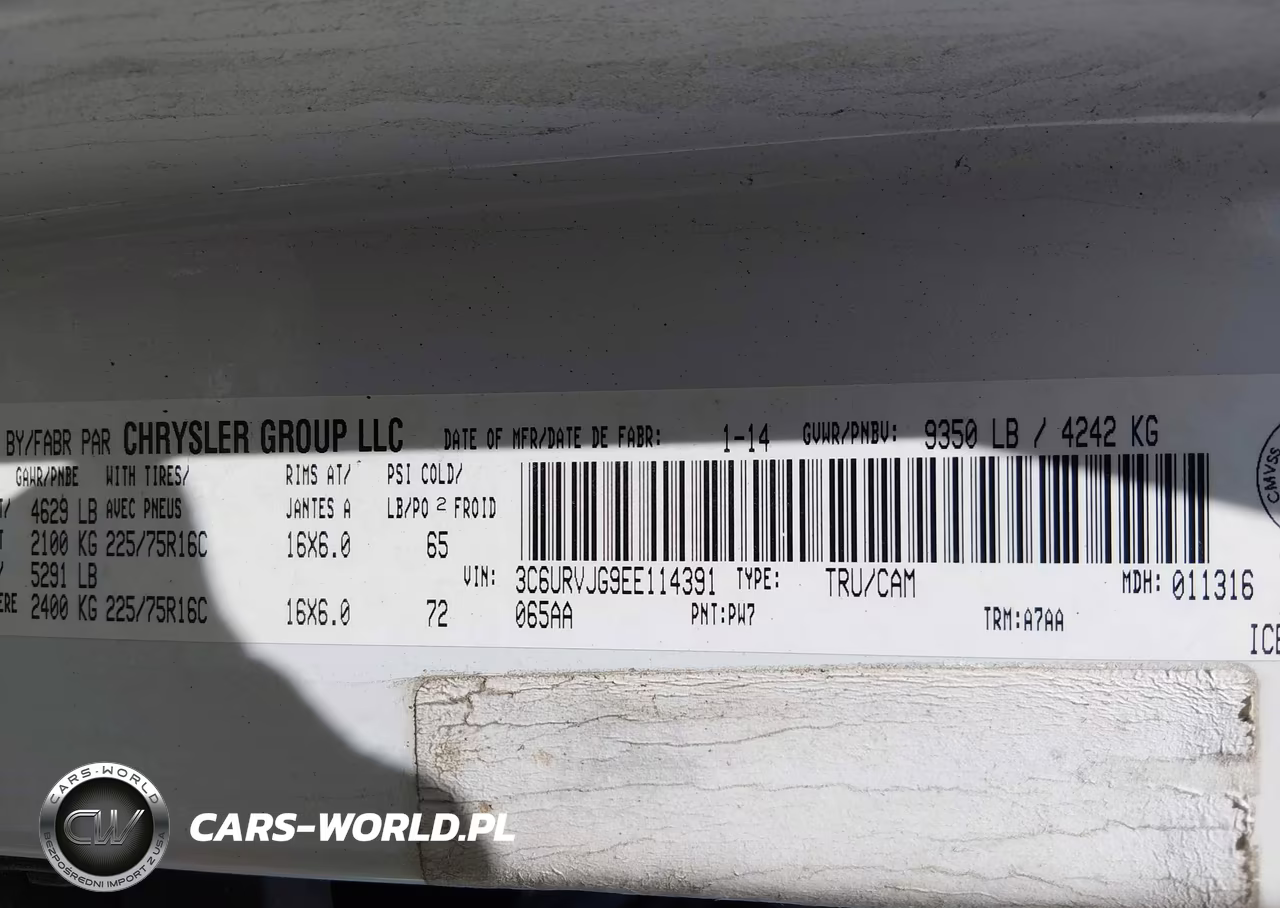 2014 Ram Promaster 3500 High Roof VIN:3C6URVJG9EE114391 - 9