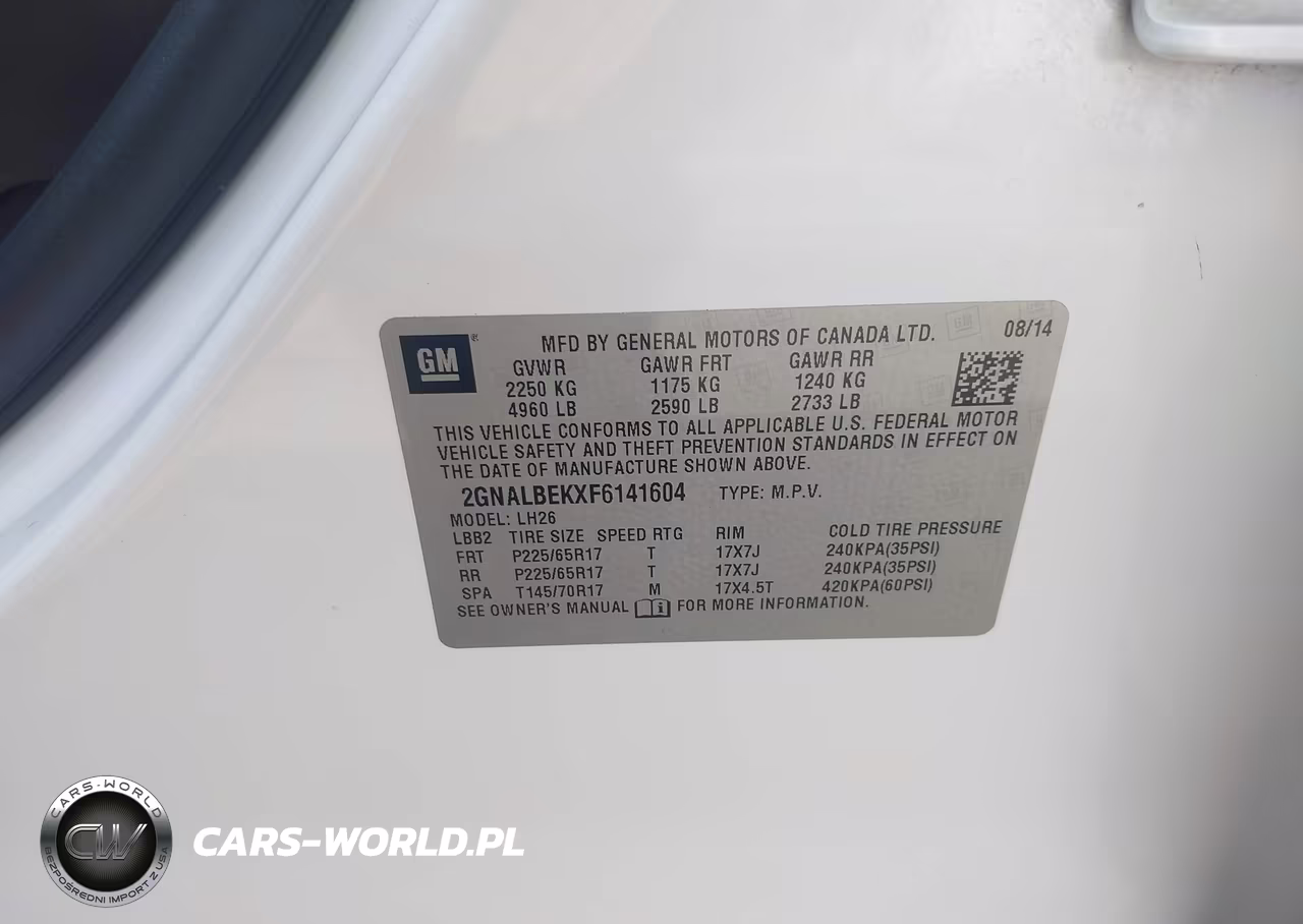 2015 Chevrolet Equinox Lt VIN:2GNALBEKXF6141604 - 9