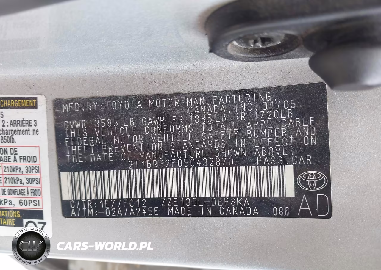 2005 Toyota Corolla S VIN:2T1BR32E05C432870 - 9