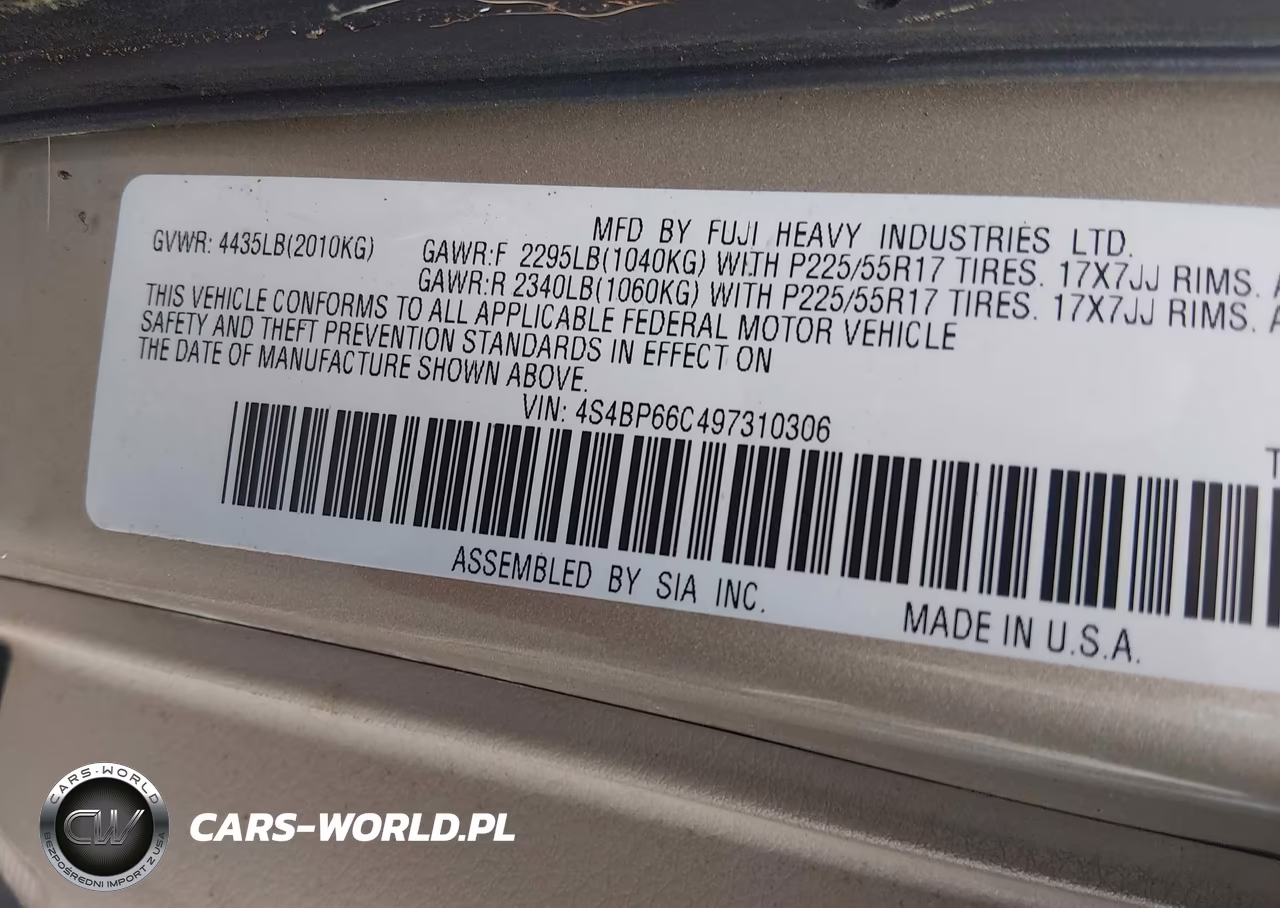 2009 Subaru Outback 2.5I Limited VIN:4S4BP66C497310306 - 9