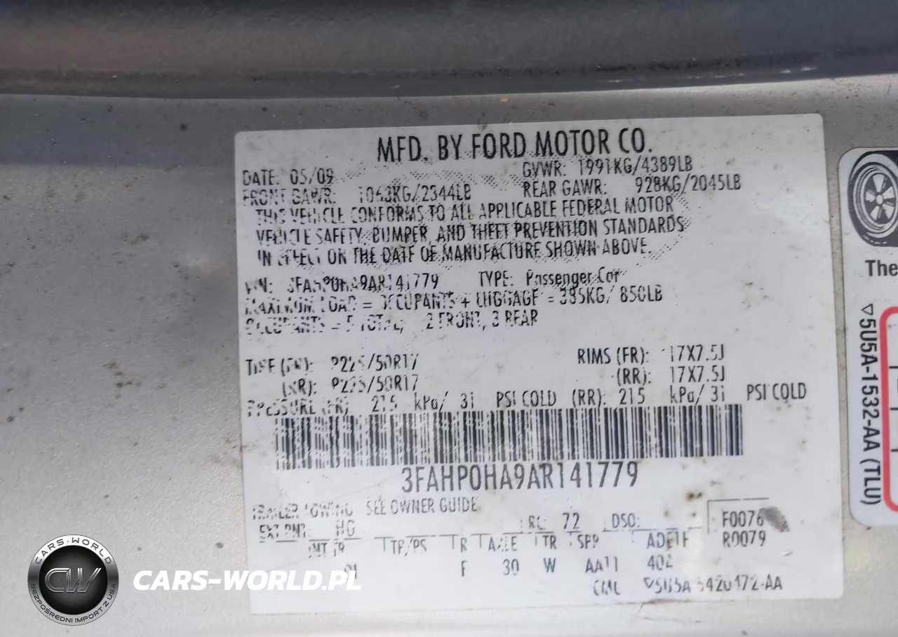 2010 Ford Fusion Se VIN:3FAHP0HA9AR141779 - 9